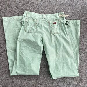 Miss sixty deadstock 2005 pastel green wide leg cargo pants lightweight